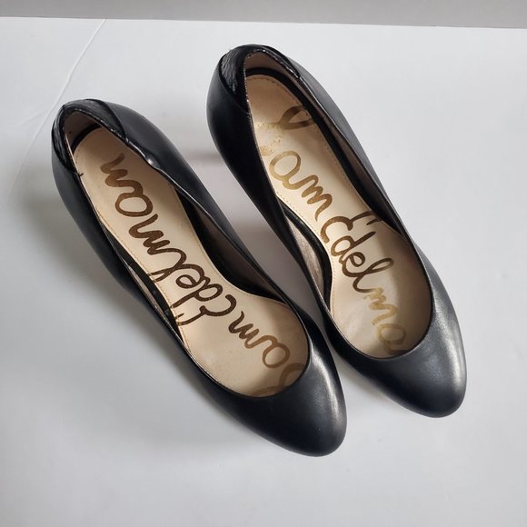 Sam Edelman Camdyn Women's Heels Classic Black Leather Rounded Toe Pumps Size 8 - Picture 6 of 12